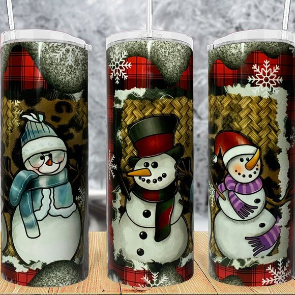 Christmas Snowman 20 oz Skinny Tumbler - Picture 1 of 5